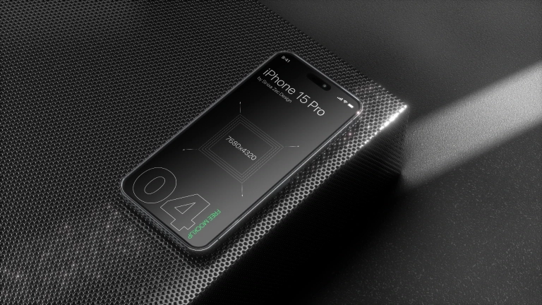 Free iPhone 15 pro template on dark background